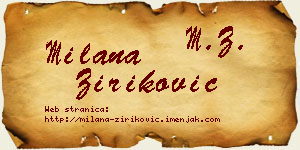 Milana Ziriković vizit kartica